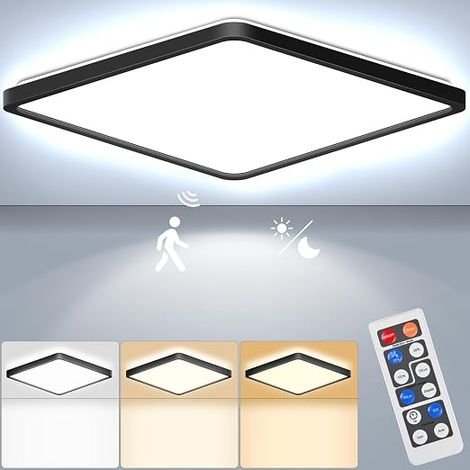 Dimmable Sensor LED Ceiling Light with Motion Sensor, 24W 2400lm Radar LED Ceiling Light, 3000K/4500K/6500K for Bathroom, Garage, Basement Hallway, Balcony, Entrance, 3000K/4500K, 30x30x2.5cm (1/5)