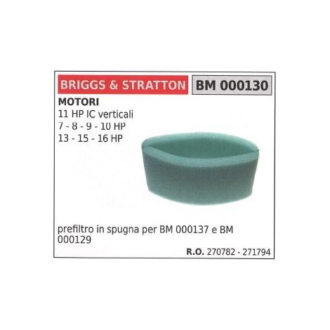 Prefiltro de aire BRIGGS&STRATTON cortacésped cortacésped 11 HP IC vertical