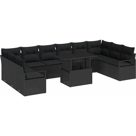 Garden Sofa Set 11 pcs Black Poly Rattan vidaXL (1/5)