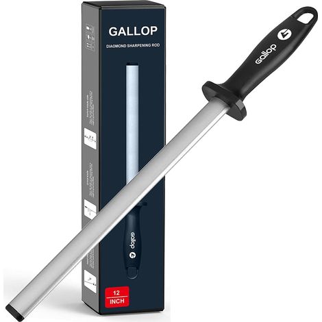 Fusil a aiguiser diamant 30 cm - aiguiseur couteaux - affuteur de couteaux plus efficace que pierre a aiguiser - fusil diamant compatible tous couteaux de cuisine (1/4)