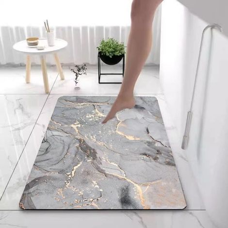 Marbre - Gris fumé 5080cm (Terre de diatomées) Tapis de sol en terre de diatomées, tapis antidérapant pour salle de bain, tapis absorbant pour toilettes (1/4)