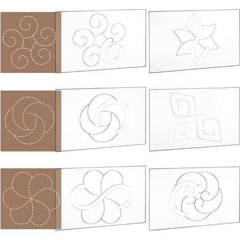 Lot de 6 pochoirs creux en acrylique transparent de 24 x 15 cm pour matelassage, traçage courbe, couture, outil de guidage pour bricolage, découpe, artisanat, 4 mm d'épaisseur (1/5)