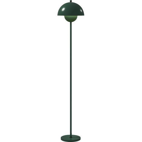 Lampadaire, abat-jour rond, interrupteur au pied, long câble, style élégant, acier, vert (1/5)