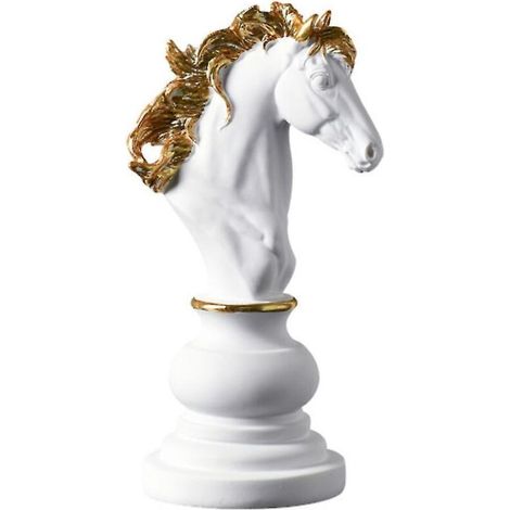 Sculpture en résine blanche de luxe représentant un jeu d'échecs international, ornement décoratif pour la maison (1/4)