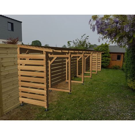 Jardinatoire – Abri de jardin bois 10m – Traitement autoclave Cl3 marron – Dimensions 1003x144x230cm – Pour stockage extérieur d'outils (1/5)