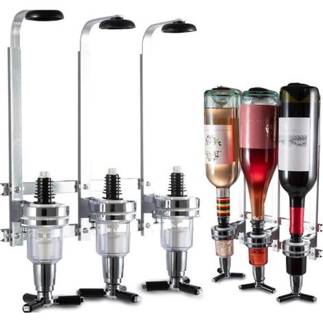 Distributeur de vin mural pour 3 bouteilles - Casier à vin - Porte-bouteilles mural - Plastique - 29 x 4,5 x 25 cm Argent (1/5)