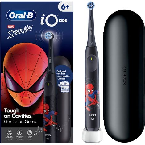 Oral-B IO 2 JUNIOR SPIDERMAN iO Kids Spazzolino elettrico Rotante Bambini 6 Anni 3 modalita' Timer 2 min custodia da viaggio colore Nero
