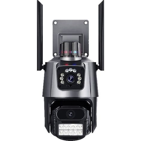 caméra surveillance extérieure double objectif, caméra dôme extérieur WiFi sans fil, caméra double écran simultané V380, caméra étanche IP66 jardin portail garage, audio bidirectionnel interphone, vis