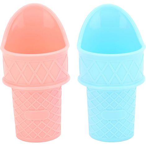 Cornet à glace réutilisable PP - 2 unités (rose et bleu) - Écologique et lavable au lave-vaisselle - Base stable pour enfants (1/5)