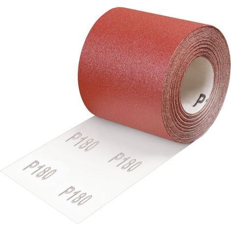 Rouleau de Papier Abrasif Grain 180, 93 mm x 10 m encollage résine synthétique de haute qualité et support papier renforcé, Ponçage Rouleau Abrasif pour Métal Bois, pour Ponceuses Vibrantes (1/5)