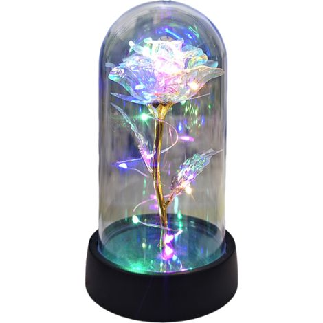 Weihnachtsgeschenkset „Ewige Rose“, Acryl-Nachtlicht mit Motiv der ewigen Rose (ideal für Frauen, Geburtstage und Muttertag)