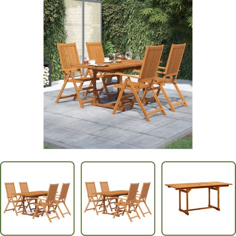 Table de jardin - Ensemble à manger de jardin 5 pcs Bois d'acacia massif 120-170 cm (1/5)