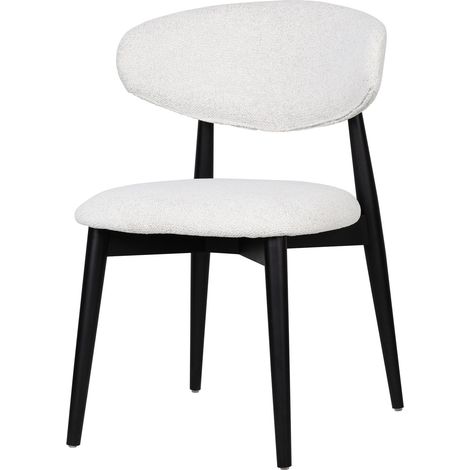 Chaise en bois Daisy Noir/Blanc, lot de 2, cadre en frêne, siège rembourré (1/5)