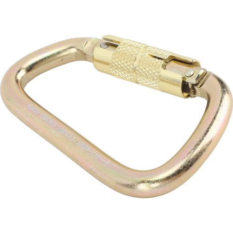 Vergoldeter D-förmiger Karabiner mit Federring, robust und leicht, ideal zum Wandern und Campen. (1/4)