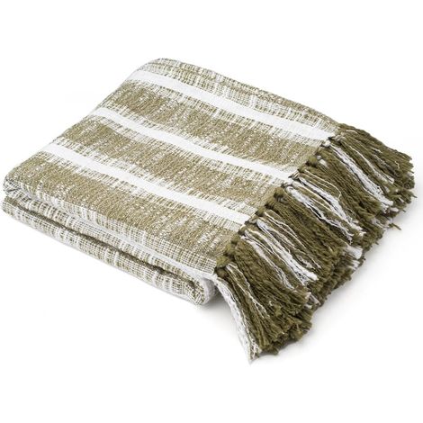 Couverture en coton bio 180 × 130 cm - Douce en fibres naturelles - Respirante et légère - Idéale pour le canapé, le lit et le salon - Facile d'entretien et polyvalente (1/5)