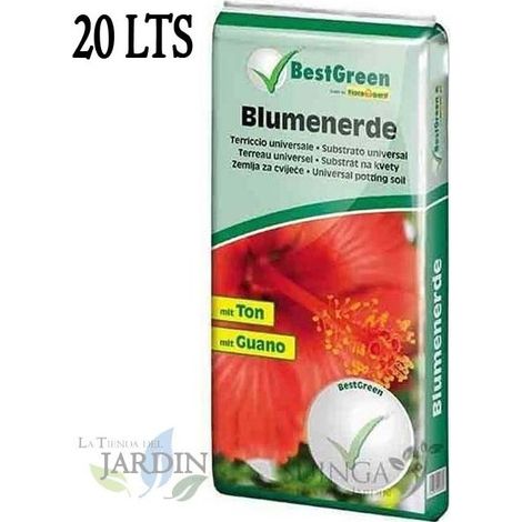 Sustrato Universal BestGreen 20 Litros, tierra vegetal con nutrientes para mantenimiento de plantas y árboles