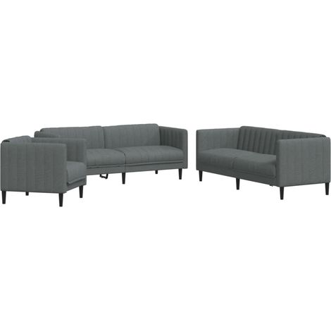 Maison Exclusive - Set di Divani 3 pz Grigio Scuro in Tessuto