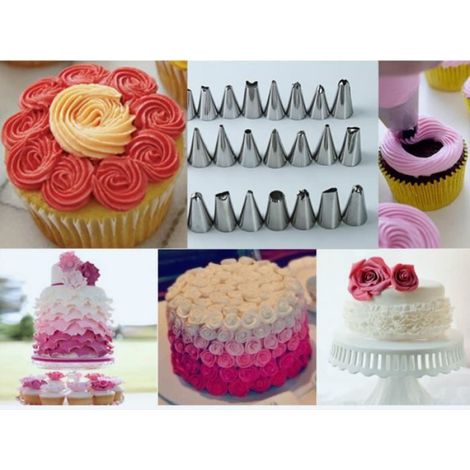 Douilles à Pâtisserie - Heureux d'acheter - Set de 32 Embouts - Acier Inoxydable - Outil de Gâteau - Pratique (1/4)