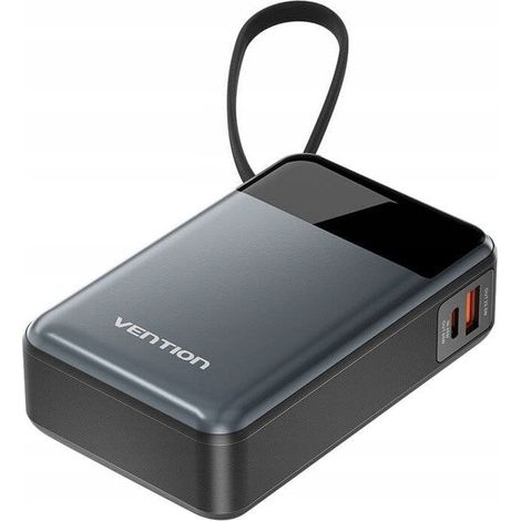 Batería Externa Vention 20000mAh FHYB0 USB-C 65W Gris con Cable Incorporado (1/3)