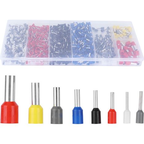 Lot de 1200 connecteurs électriques assortis, embouts de câblage isolés, cosse à sertir pour fil, kit complet (1/5)