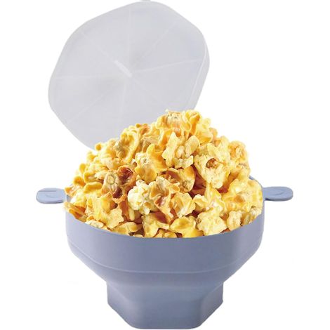 Popcorn Micro Ondes, Bol à Pop Corn En Silicone, Pliable Machine à Popcorn, Pour Les Fêtes, Les Films, Les Maisons, Les Cuisines(Gris) (1/5)
