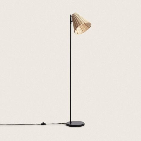 Lampada da Terra Metallo e Rattan Cesto Nero (1/5)