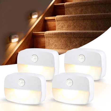 LED-Nachtlicht mit Bewegungsmelder batteriebetriebenes Bewegungslicht für den Innen und Außenbereich für Flur Treppenhaus Badezimmer Schlafzimmer weiß (1/5)