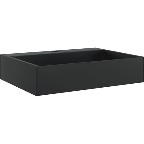 Vasque 50x38x11 cm fonte minérale/marbre noir mat