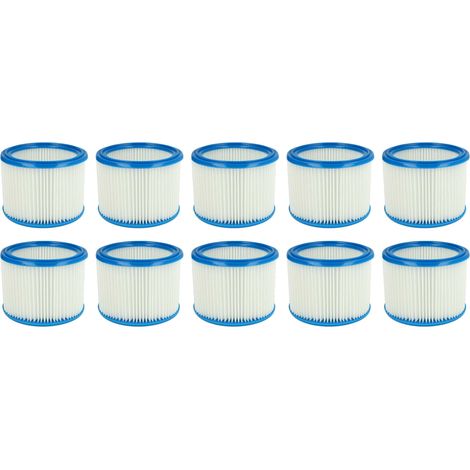 vhbw 10x filtro a pieghe piatte compatibile con Husqvarna WDC 325L, WDC 220 aspirapolvere - bianco / blu