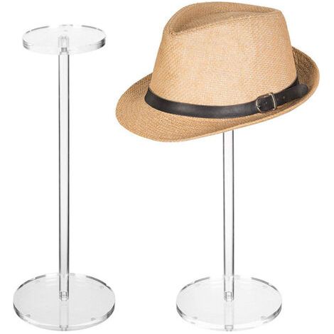 2 ensembles de support de chapeau en acrylique, psupport de chapeau de baseball, support carré rond en acrylique pour afficher des chapeaux, des montres et des bijoux (style rond, 30,5cm) (1/5)