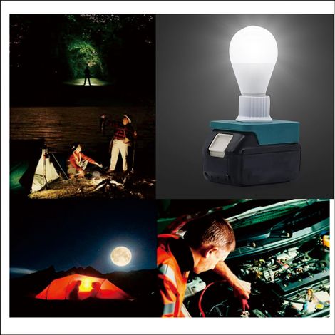 Ampoule de travail LED portable E27 compatible avec les batteries au lithium Makita série BL 18V. (1/5)