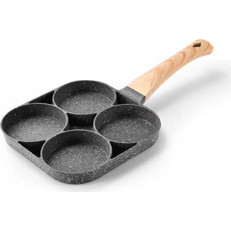Sartén para huevos de cuatro compartimentos  Sartén para huevos  Sartén para tortitas  Sartén antiadherente  Compatible con inducción  Sartén  Sartén para desayunos  Cocina  Cocinar  Práctico (1/2)