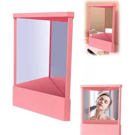 Miroir - Rose - Miroir de maquillage non rabattable - Miroir à rendu naturel - Miroir de maquillage professionnel et extrêmement précis (1/5)