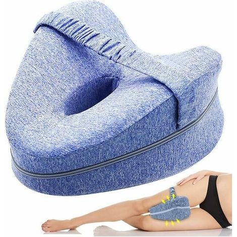 -Oreiller de Genou Dormeur Latéral, Coussins Relève-Jambes, Oreiller de Jambe Confort, Oreiller de Genou pour Dormir, Orthopédique Mousse Mémoire Oreiller de Jambe (Bleu) (1/5)