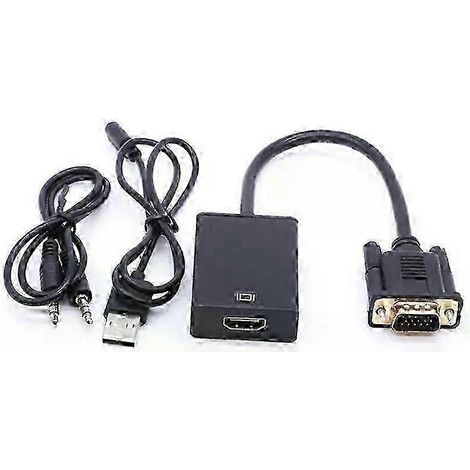 Convertisseur de câble compatible VGA vers HDMI pour boîtiers TV PS4, répartiteurs audio AUX, projecteurs DisplayPort et adaptateurs d'extension TV. (1/4)