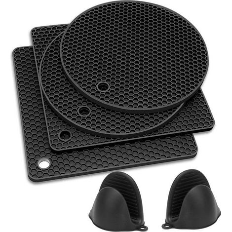 Dessous de Plat en Silicone - 4PCS - Antidérapant - Imperméable - Motif Nid d'abeille (1/4)