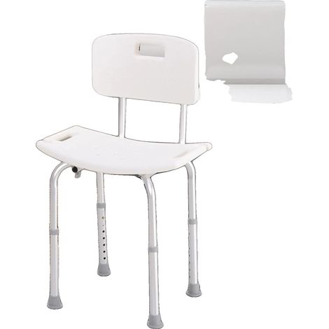 Chaise de Douche, Hauteur Réglable, Design Ergonomique, BLANC (1/2)