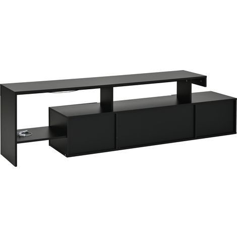 Meuble TV noir brillant LED 192 x 37 x 53 cm pour TV jusqu'à 85 pouces MODENUIT (1/5)