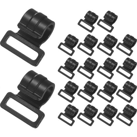 Clips de fixation en forme de C pour poteaux de tente [20 pièces] - Pinces en plastique noir pour poteaux de tente, d'auvent et de tonnelle de camping (1/5)