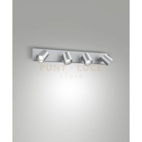 MODO SPOT ALLUMINIO SPAZZOLATO 4 LUCI ORIENTABILE  ATTACCO GU10 IP20