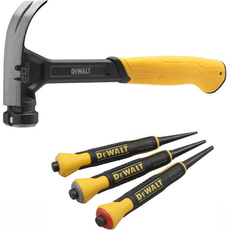 Dewalt DWHT51009-0 Claw Hammer 567g 20oz and 3 Piece Nail Punch Set DWHT0-58018 (1/5)