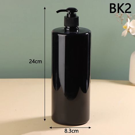 (2 Noirs) Distributeur de savon liquide mural de 1000 ml pour douche, salle de bain, flacon transparent. (1/5)