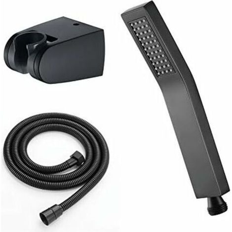 Pommeau de Douche en Laiton Douchette à Main avec Tuyau Pommeau de Douche à Main Fonction Unique Pommeau de Douche Anti Calcaire avec Sortie d'Eau en Silicone,Noir (1/5)