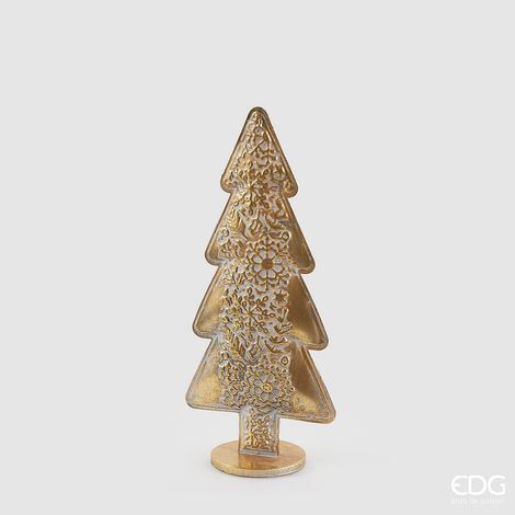 EDG Enzo De Gasperi Decoro Pino Natalizio Flat Metal H 45 Cm L 20 cxm L 12 Cm Bronze
