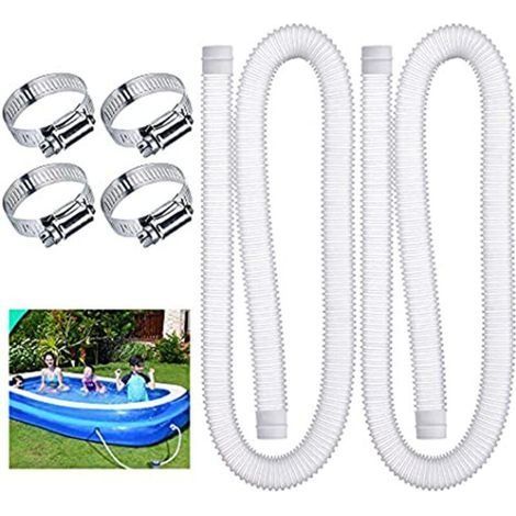 Lot de 2 tuyaux de rechange pour pompe de piscine avec 4 colliers de serrage en métal, tuyau de filtre de piscine pour piscines hors sol (32 mm) (1/5)