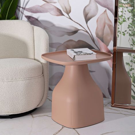 Mesa de Centro 'Matata', Para Interior/Exterior, Esquinas Redondeadas, Cuadrada, Estante Rosa, 48x48x50h cm Rosa (1/5)