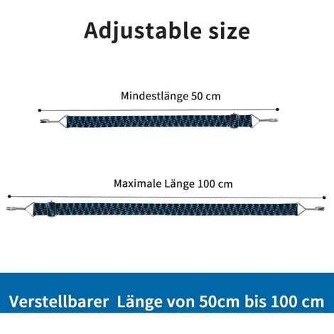 Tendeurs Elastique avec Crochets,Pack de 4 Tendeur Elastique Réglables Sandow Elastique 1M Tendeur Plat, Bleu (1/3)