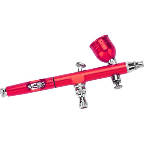 Pistolet aérographe à gravité rouge 0,2 mm pour peinture artistique, tatouage, nail art et décoration de gâteaux (1/5)