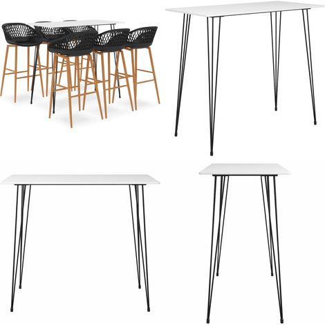 Ensemble de bar 7 pcs Blanc et noir - Ensemble De Bar - Meuble De Salle À Manger - Table De Bar - Tabourets De Bar - Mobilier Moderne - Home & Living (1/5)
