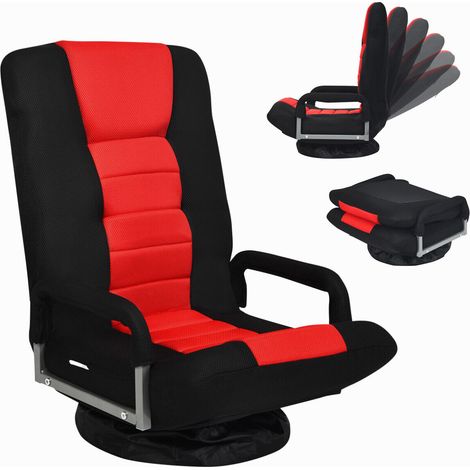 Folding Floor Gaming Sofa Chair 6-Position Adjustable Recliner Swivel Armchair (1/5)